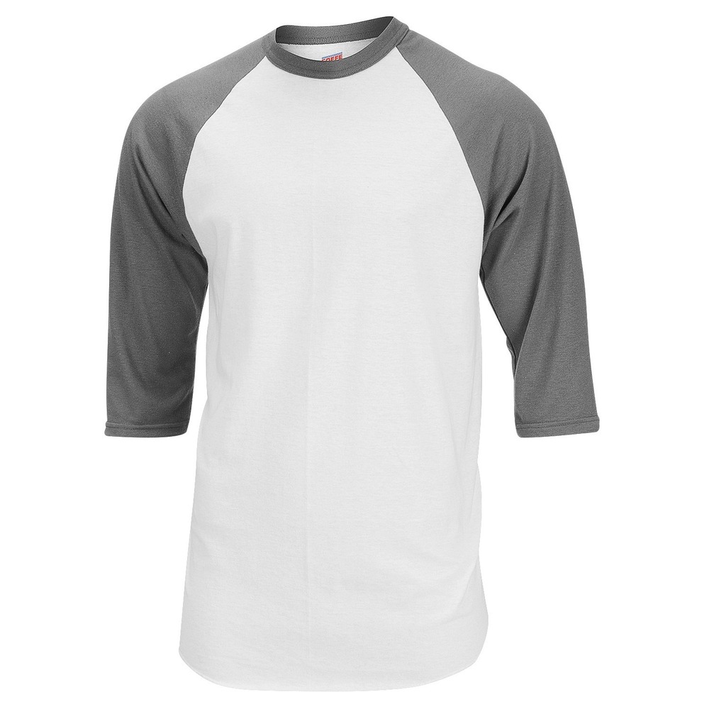 Soffe Adult Baseball & Softball Shirt - Small, White/Gunmetal, SML